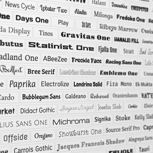 a selection of google fonts